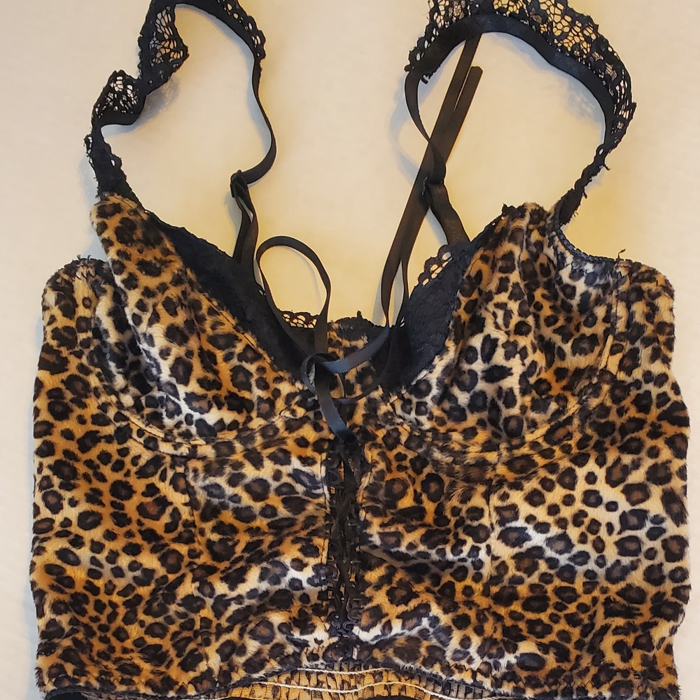 Leopard Print Lace Trim Tank Top